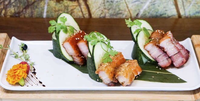 Don Lay-Duo de laqueados, panceta crujiente Macao y char siu